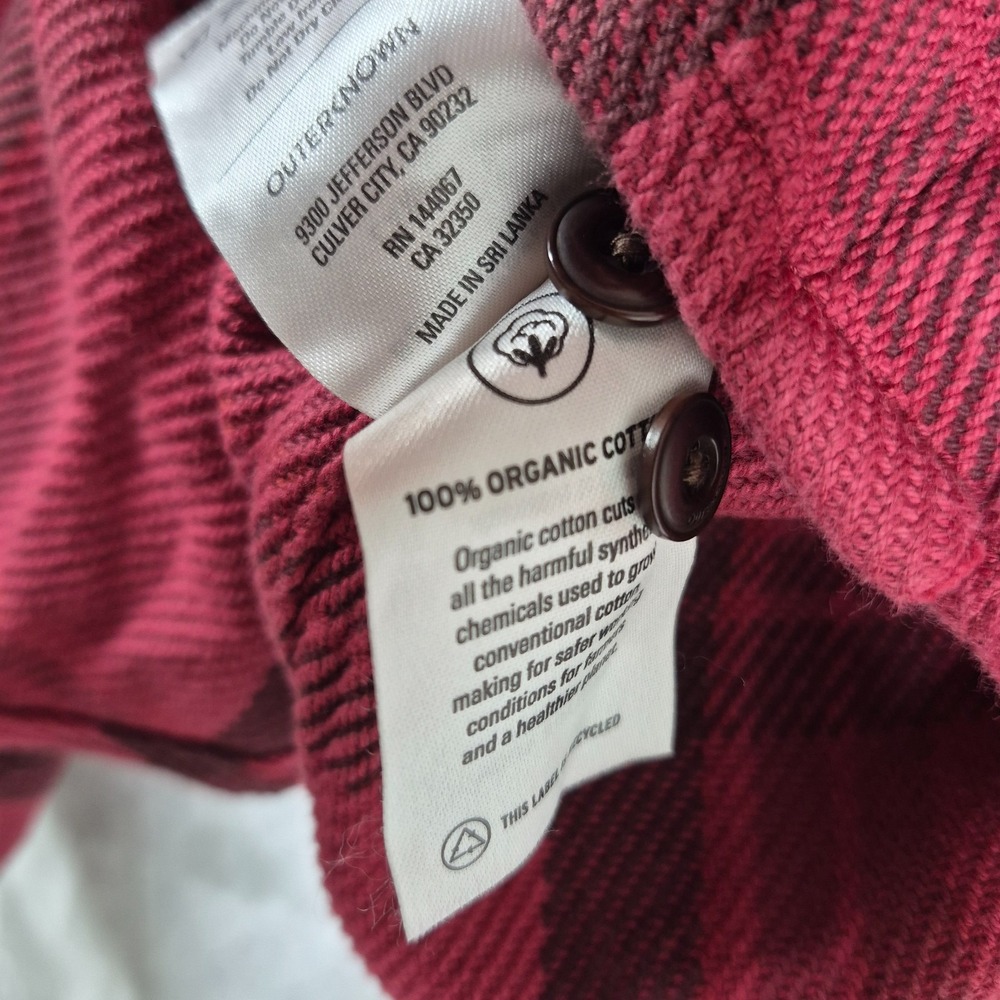 Outerknown Blanket Shirt Men's Large Red Plaid Organic Cotton Button Up NWT - Picture 8 of 9